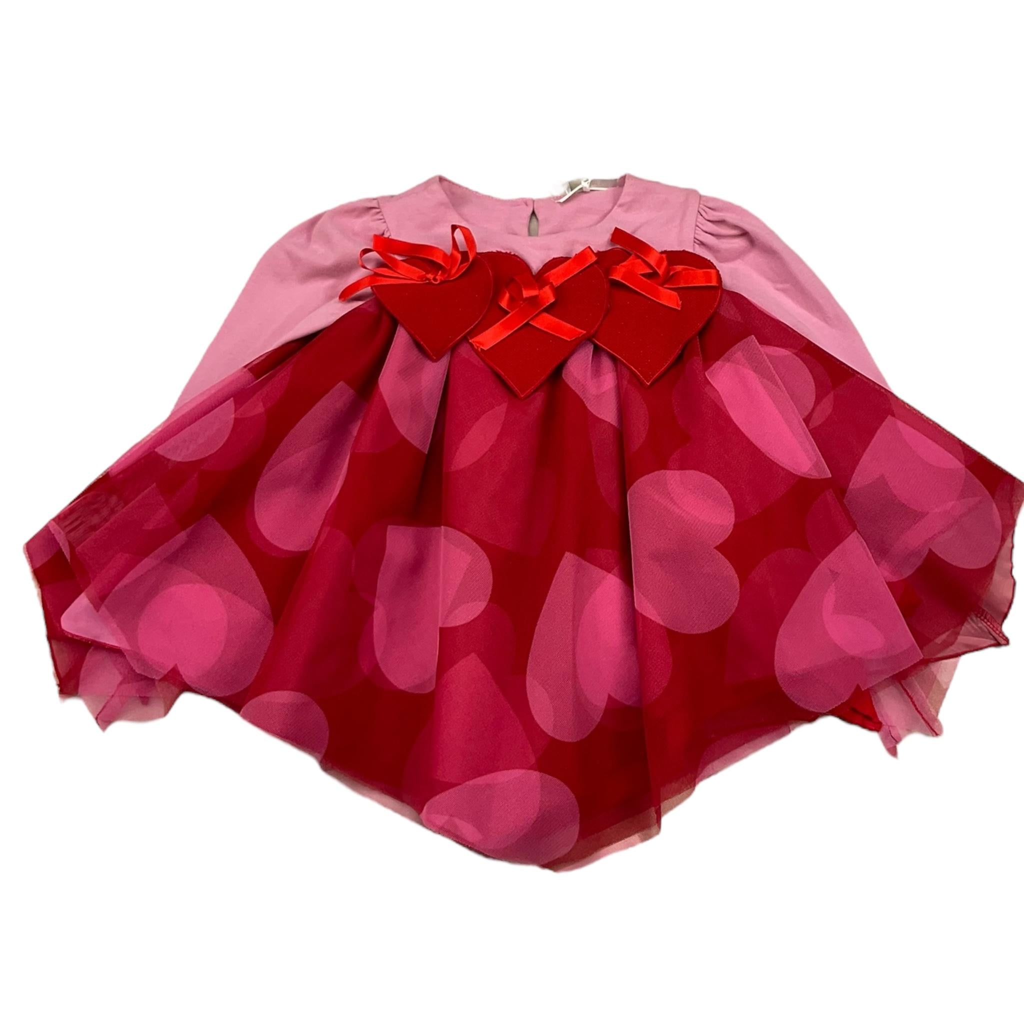 MISS GRANT abito manica lunga bicolore stampa fantasia cuori Rosa/rosso per Bambina MG1119 ROSA/ROSSO MISS GRANT 