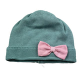 Baby Lord Solid Color Hat With Green Bow For Newborn