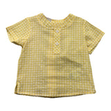 Paz Rodriguez Solid Color Shirt Half Sleeve With Yellow Check Pattern For Newborn
