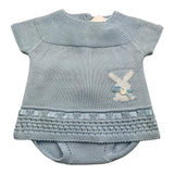 Valentina Bebes 2 Piece Set T-Shirt-Panties Solid Color Knitted Blue For Newborn