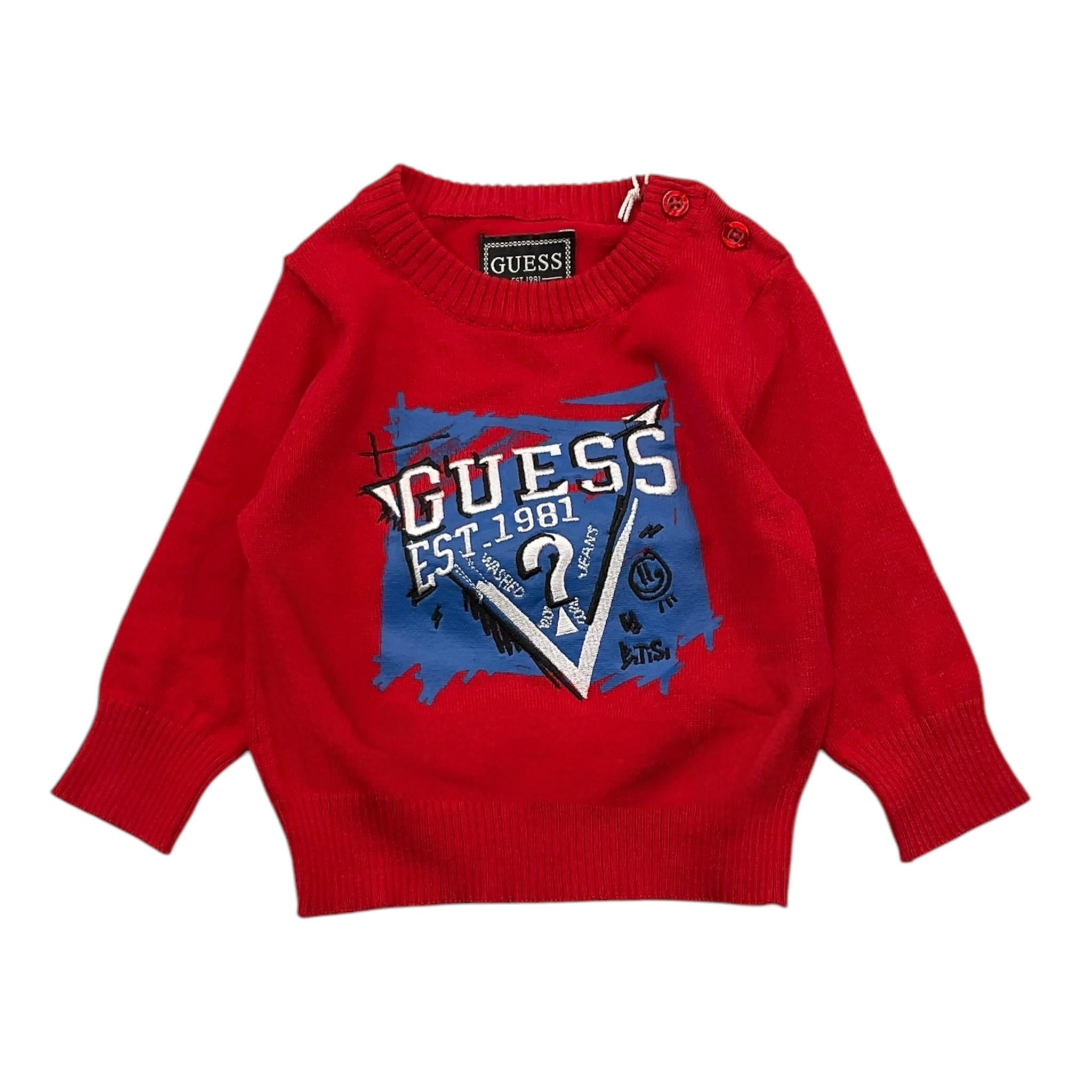 GUESS maglia girocollo tinta unita con stampa Rosso per Neonato N4YR03Z2VV0 ROSSO GUESS 