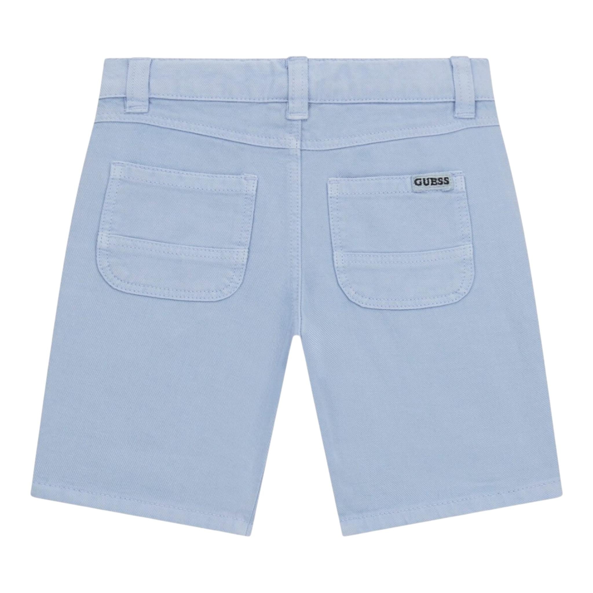 Guess Bermuda Tinta Unita con Girovita Regolabile per Bambino N5GD07WGAR0 AZZURRO GUESS 