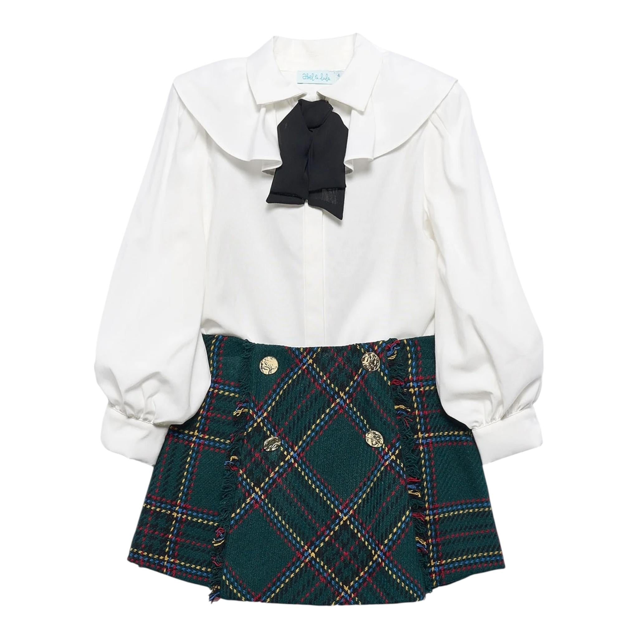 ABEL & LULA completo camicia-gonna bicolore Bianco/verde per Bambina 5546X BIANCO/VERDE ABEL & LULA 