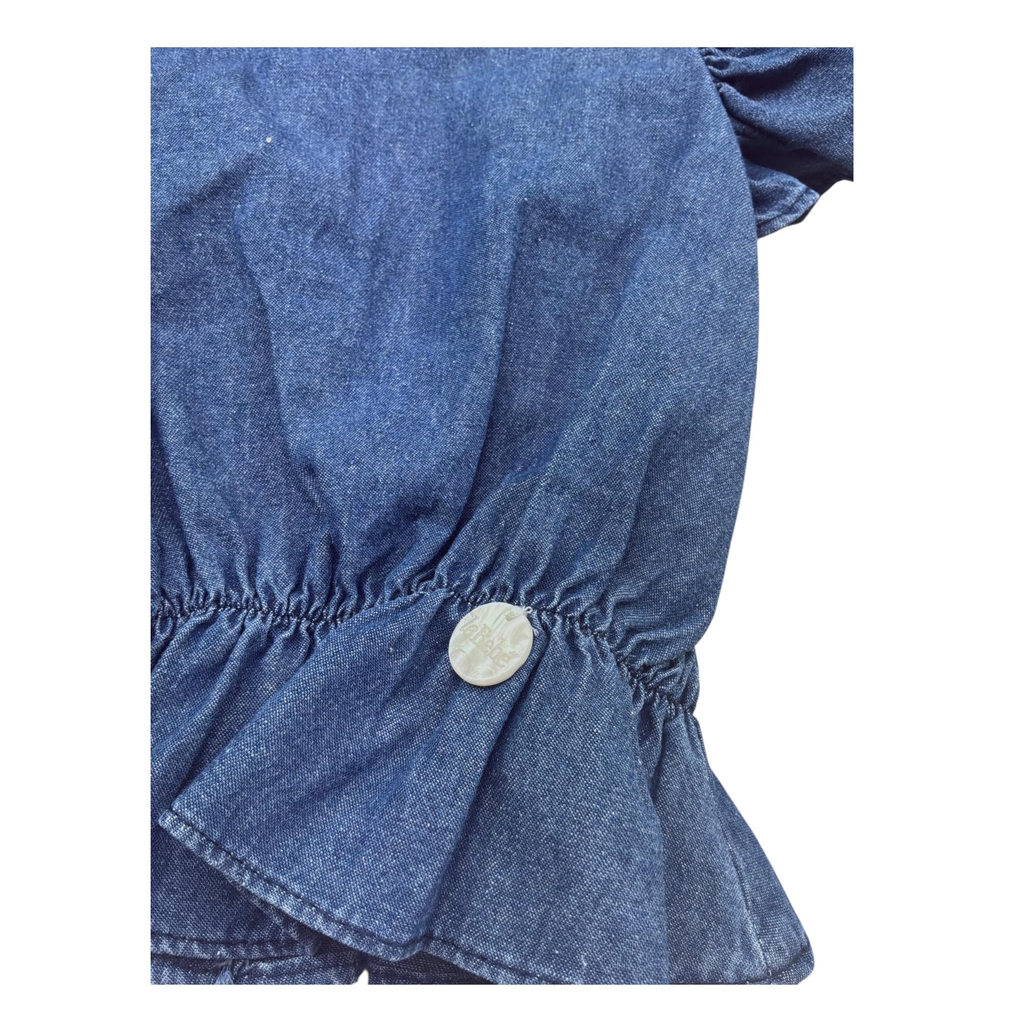 Le Bebe Camicia Giromanica Tinta Unita per Neonata LBG6420 BLU LE BEBE 