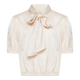 Vicolo Ivory Solid Color Half Sleeve Shirt For Baby Girl