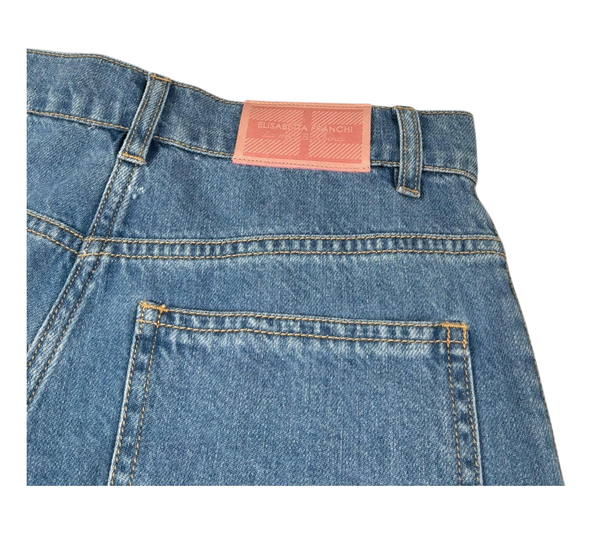 Elisabetta Franchi Jeans Tinta Unita Modello Palazzo per Bambina EFPA275 BLU ELISABETTA FRANCHI 
