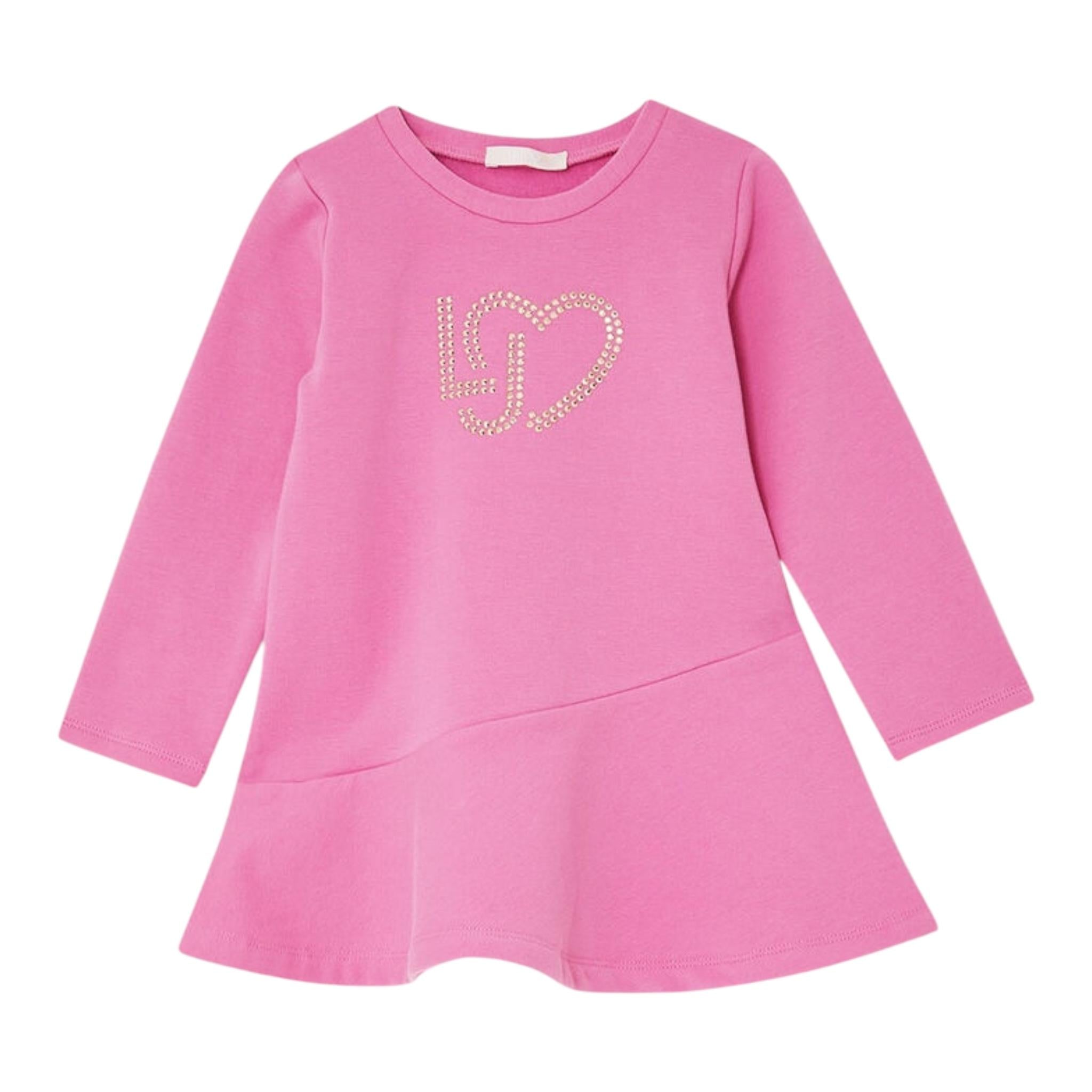 LIU JO abito modello felpa tinta unita con stampa Rosa per Bambina KF4023 ROSA LIU JO 