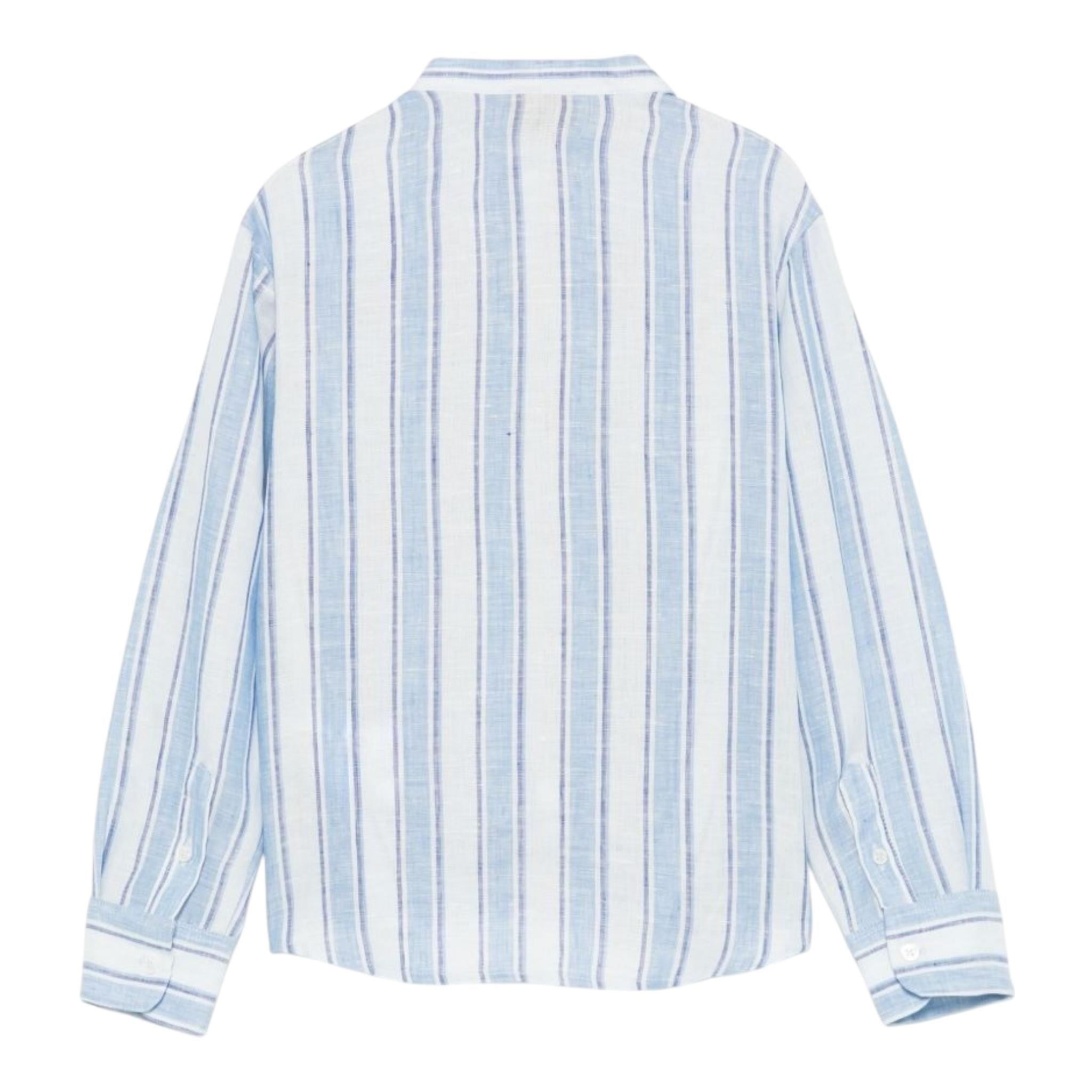 Fay Camicia Bicolore con Fantasia A Righe per Bambino FW5P30 AZZURRO FAY 