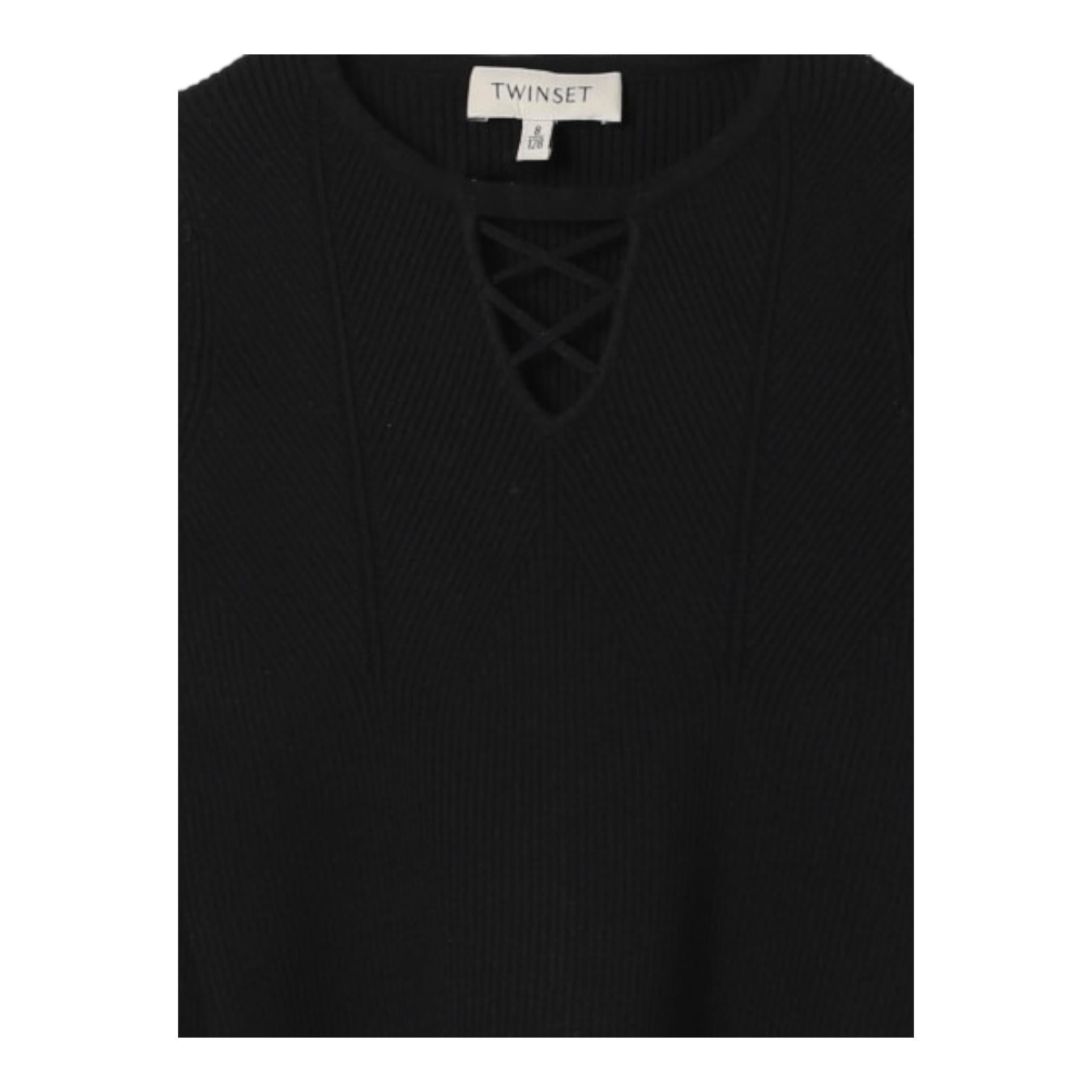 TWINSET shirt tinta unita con scollo Nero per Bambina 242GJ3191X NERO TWINSET 