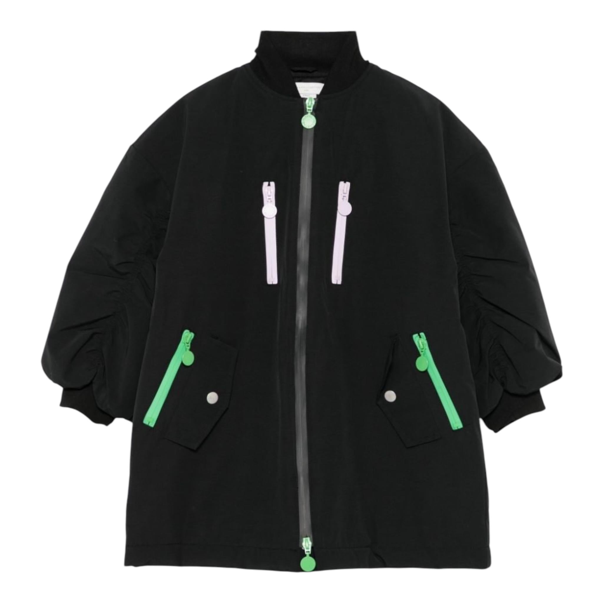 STELLA McCARTNEY giubbino tinta unita con stampa e zip Nero per Bambina TV2B80 NERO STELLA McCARTNEY 