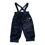 Mini Banda Pantalone Tinta Unita In Velluto con Bretelle per Neonato 3A636 BLU MINI BANDA 