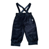 Mini Banda Pantalone Tinta Unita In Velluto con Bretelle per Neonato 3A636 BLU MINI BANDA 