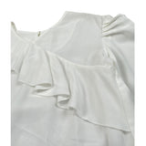 Gaialuna Camicia Tinta Unita con Balze per Bambina G2294 BIANCO GAIALUNA 