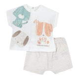 Chicco Complete T-Shirt-Bermuda Solid Color With Pattern And Print White For Newborn