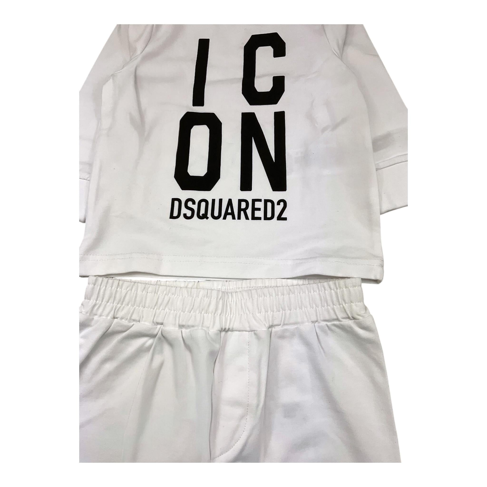 DSQUARED2 completo 2 pezzi shirt-pantalone tuta tinta unita Bianco per Neonato DQ2059 BIANCO DSQUARED2 