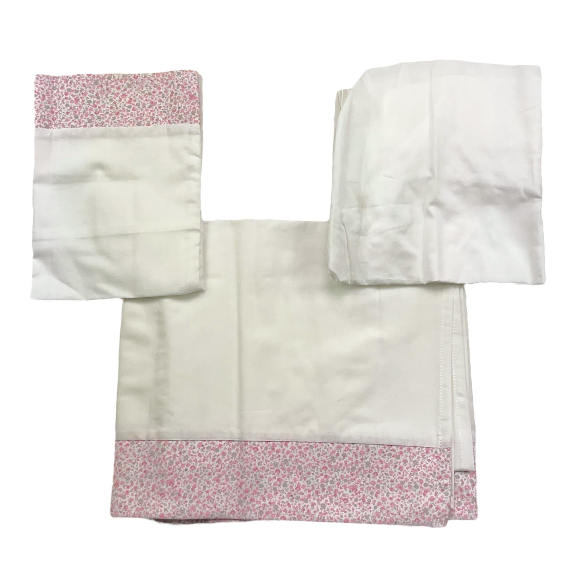 NINNAOH set lenzuola 3pz tinta unita con applicazioni Bianco per Neonata I21LE9 BIANCO NINNAOH 