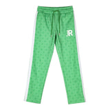 John Richmond Solid Color Elastic Waistband Green Logo Pants For Boys