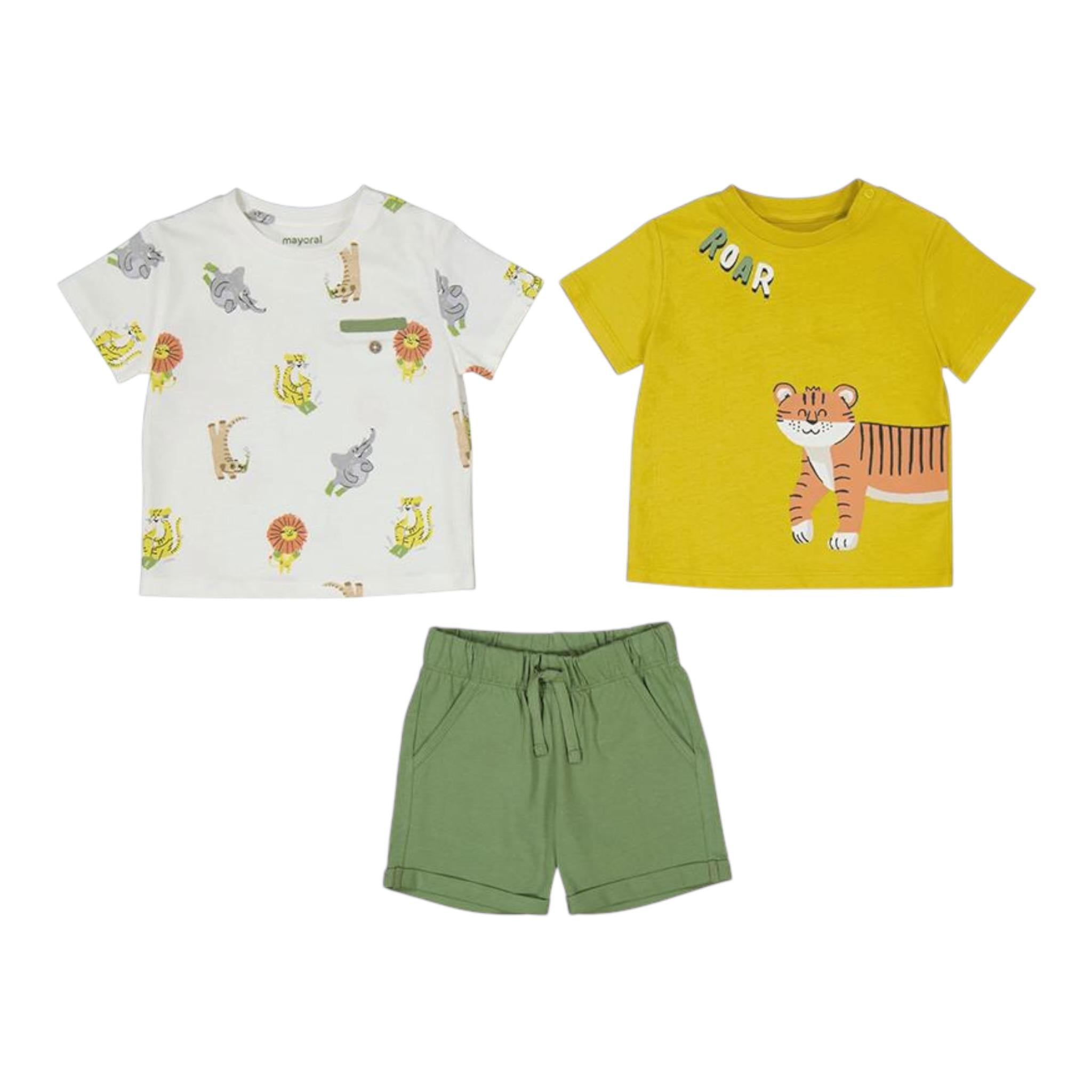 Mayoral Completo 3 Pezzi 2 T-Shirt-Bermuda per Neonato 1652 GIALLO MAYORAL 