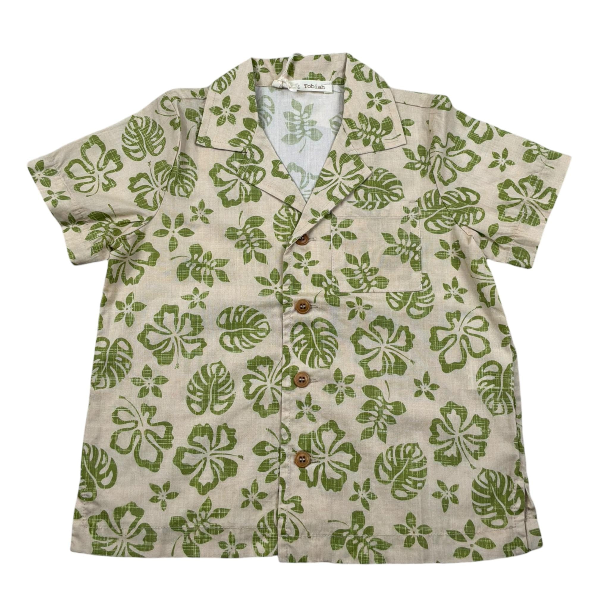 Zhoe & Tobiah Camicia Mezza Manica Tinta Unita Stampa Fantasia per Neonato WI1BN BEIGE/VERDE ZHOE & TOBIAH 