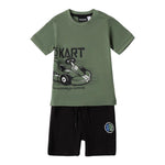 Sarabanda Completo 2 Pezzi T-Shirt-Bermuda Bicolore per Neonato 0B102 NERO/VERDE SARABANDA 