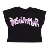 Disclaimer Plain Crop T-Shirt With Contrast Print Black For Girls