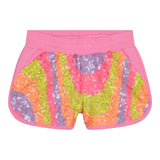 Billieblush Neon Pink Sequined Solid Color Shorts For Baby Girls