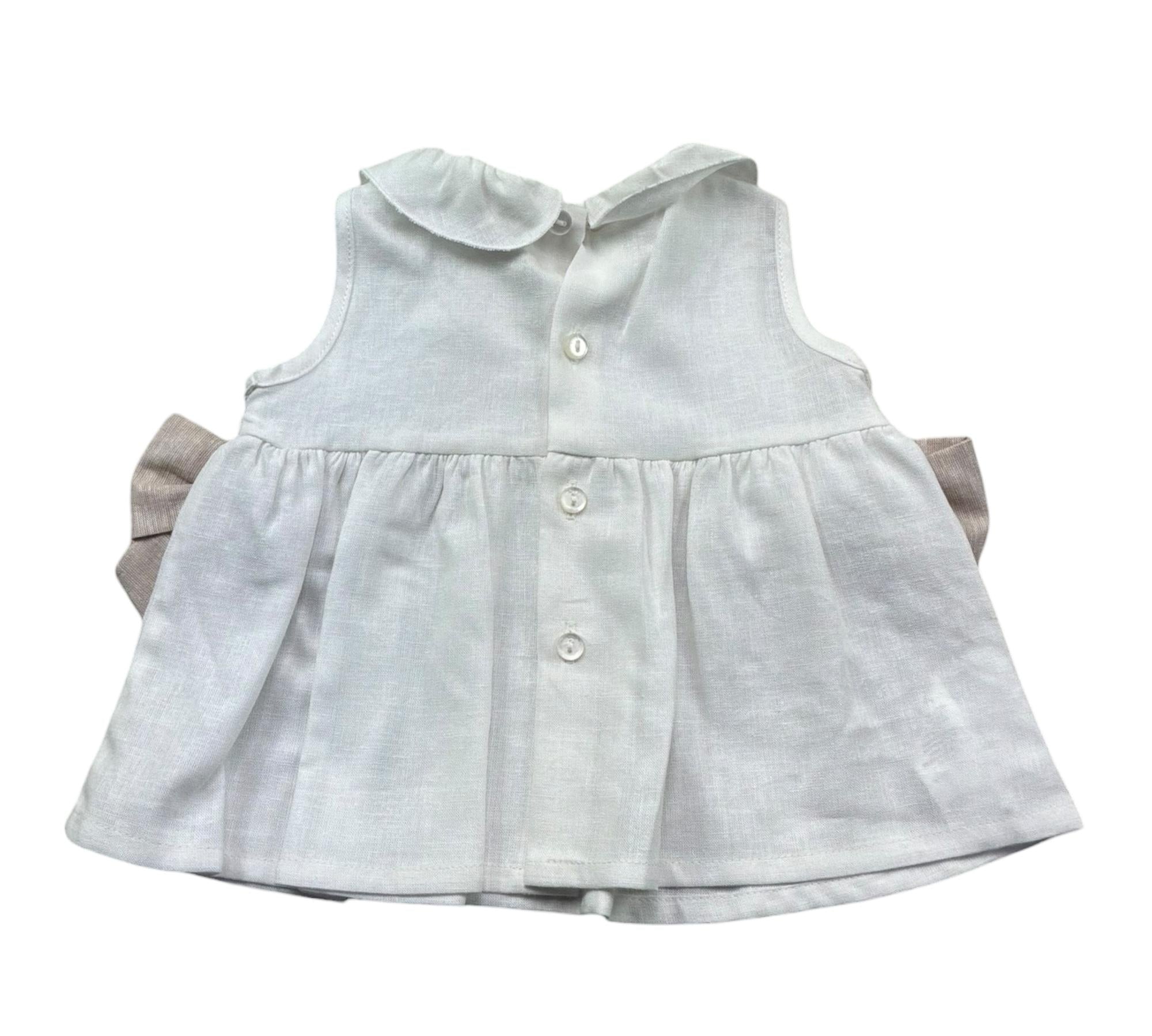 Le Bebe Camicia Giromanica Tinta Unita con Fiocco per Neonata LBG6380 BIANCO LE BEBE 