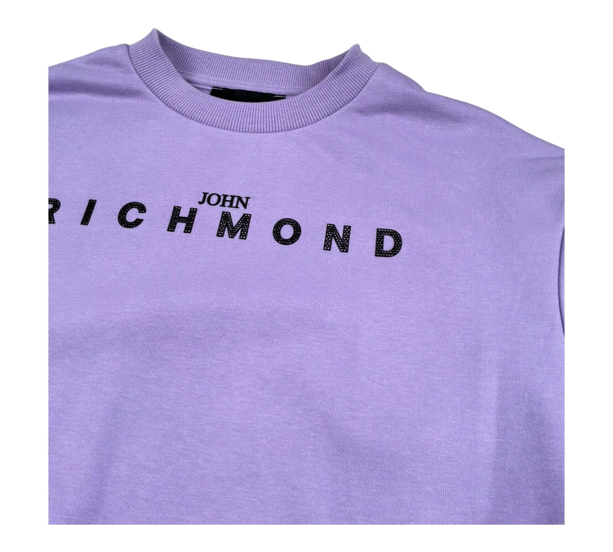 John Richmond Felpa Chiusa Girocollo Tinta Unita con Stampa per Bambina RGP26010FE LILLA JOHN RICHMOND 