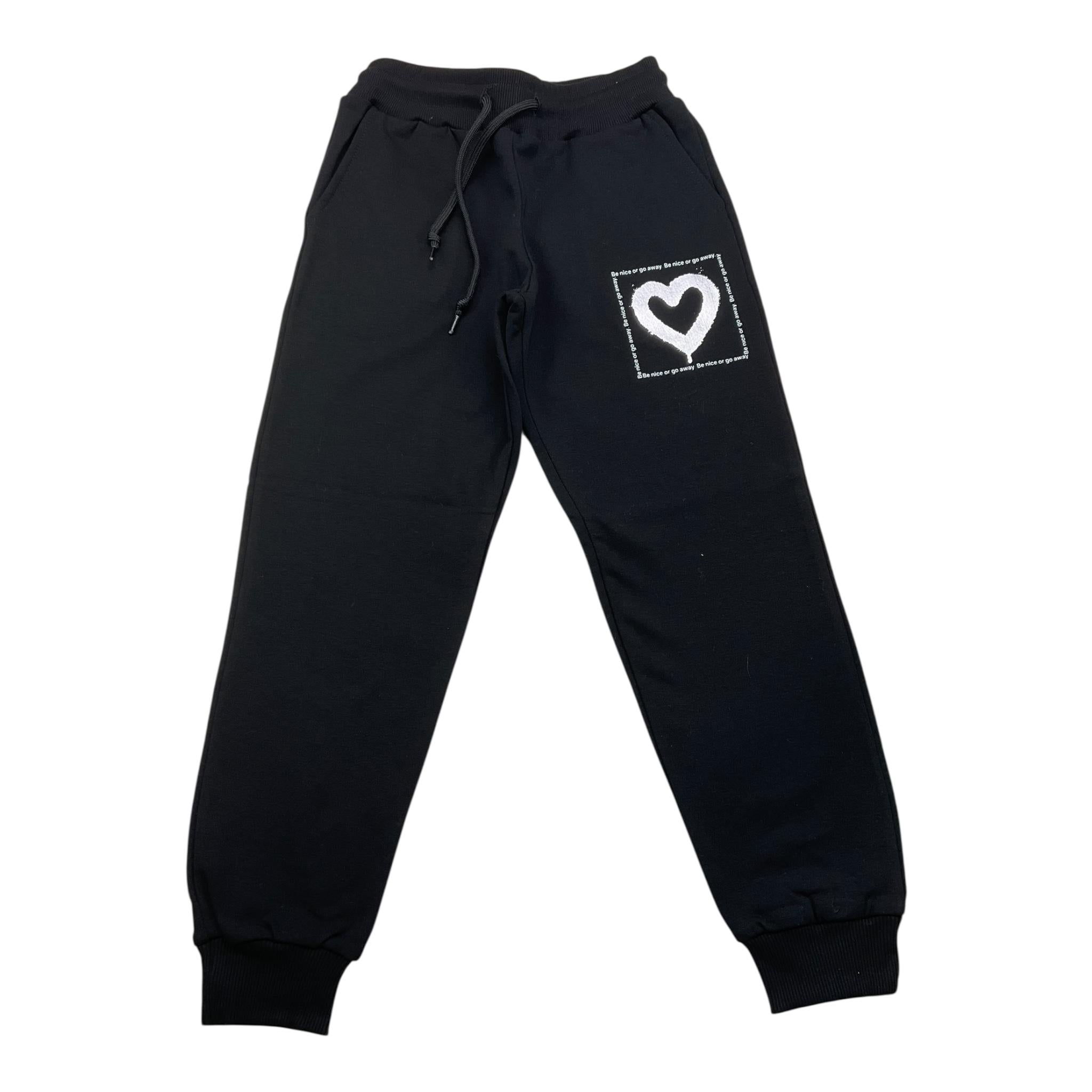 SHOE pantalone tuta tinta unia con cuore Nero per Bambina PETRA2845 NERO SHOE 