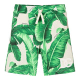 Dolce &amp; Gabbana Bermuda Shorts With Elastic Waist Leaf Pattern Green For Boys