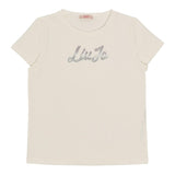 LIU JO t-shirt girocollo tinta unita cn stampa brillantinata Panna per Bambina GF4029 PANNA LIU JO 