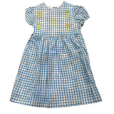 Ilfarobimbi Plain Dress Half Sleeve With White Check Pattern For Girls