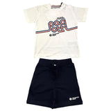 Cesare Paciotti 2 Piece Set T-Shirt-Bermuda Two-Tone White/Blue For Newborn