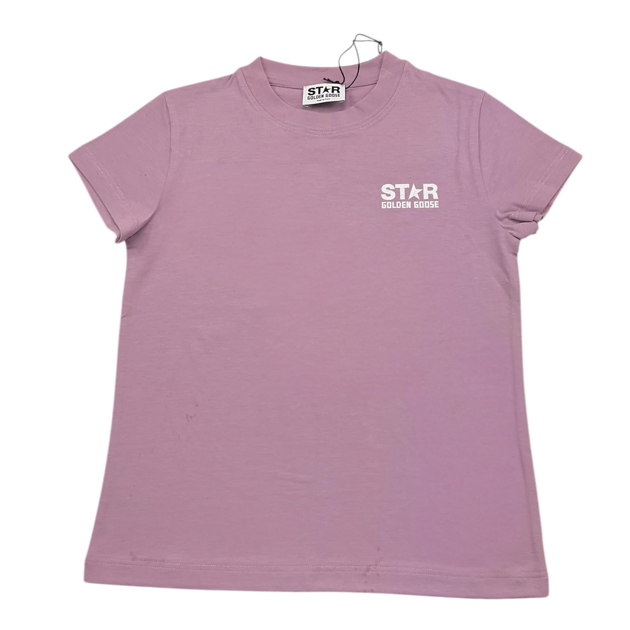 GOLDEN GOOSE t-shirt girocollo tinta unita con stampa Lilla per Bambina GKP0127 LILLA GOLDEN GOOSE 