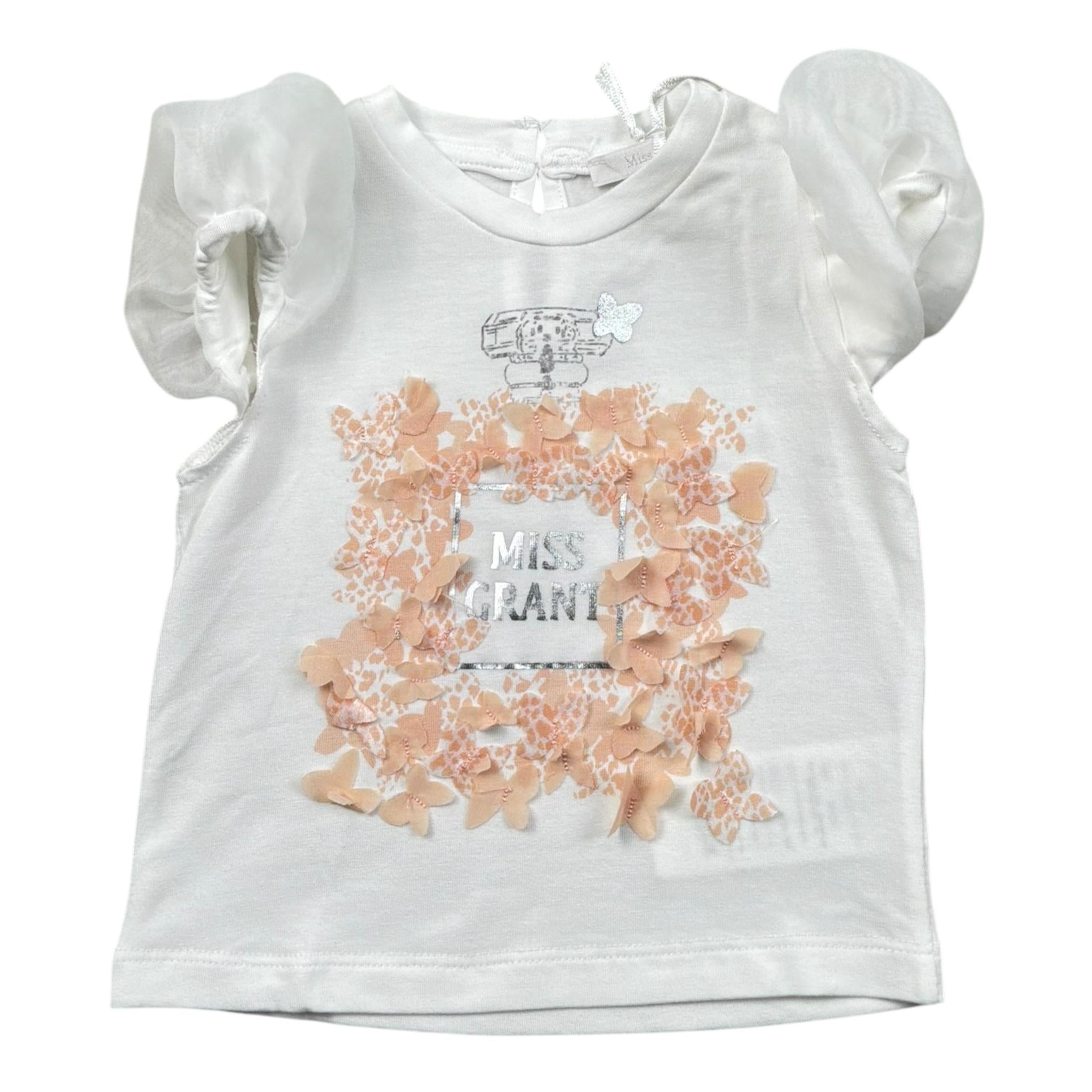 Miss Grant T-Shirt Girocollo Tinta Unita con Stampa In Contrasto per Neonata MG1336XX BIANCO MISS GRANT 