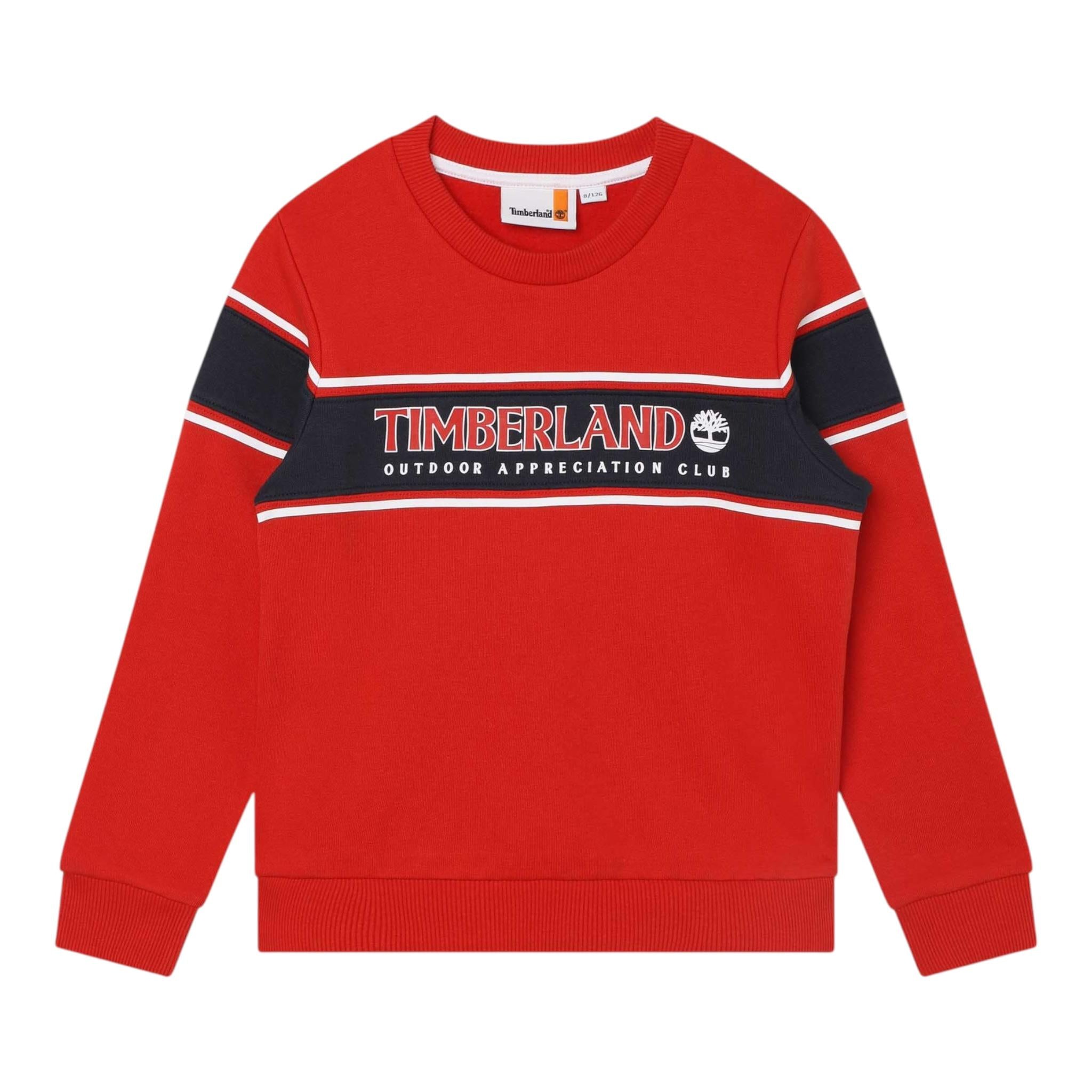 TIMBERLAND felpa chiusa girocollo tinta unita con logo Rosso per Bambino T25U57 ROSSO TIMBERLAND 