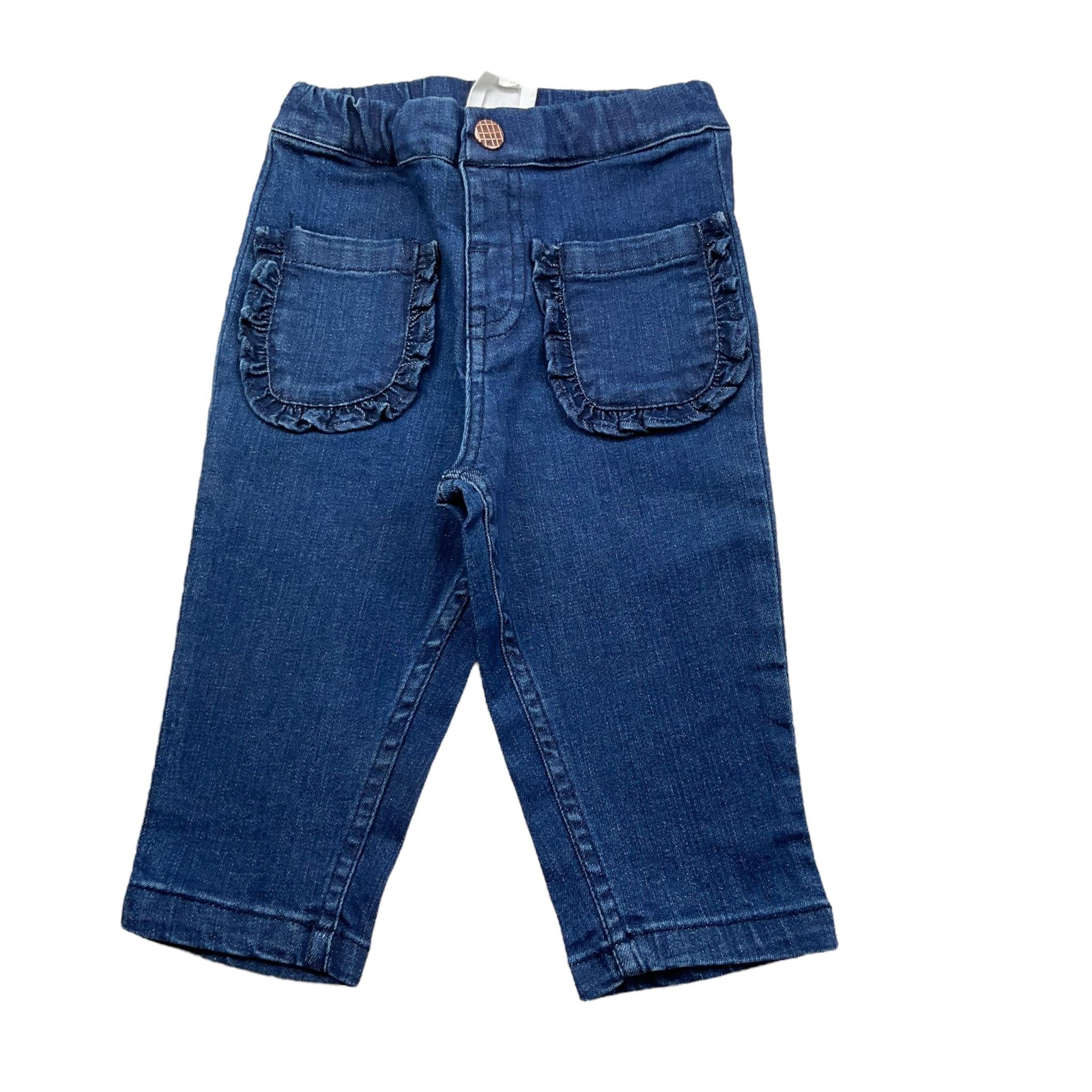 Carre'Ment Beau Jeans Tinta Unita con Elastico In Vita per Neonata Y30294 BLU CARRE'MENT BEAU 