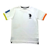 US Pollo Assn Solid Color Crew Neck White Logo T-Shirt For Boys