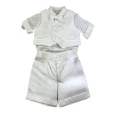 Baby A. Complete 4 Piece Shirt Body-Vest-Bermuda-Bow Ties White For Newborn