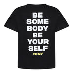 Dkny T-Shirt Girocollo Tinta Unita con Stampa per Bambino D62300 NERO DKNY 