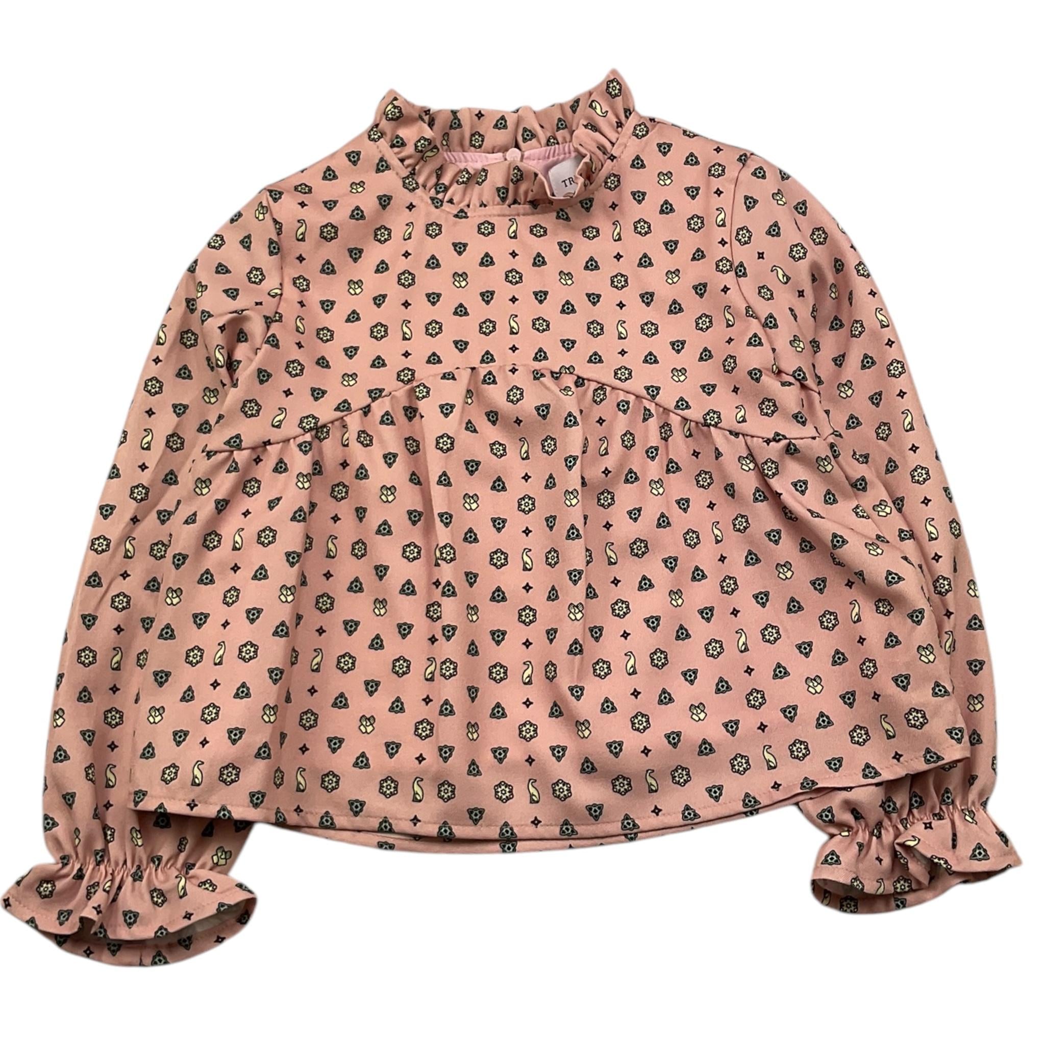 TRUSSARDI camicia manica lunga tinta unita con stampe in contrasto Rosa per Bambina TGA25094CA ROSA TRUSSARDI 