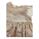 Marlu' Romper Half Sleeve Solid Color With Beige Embroidery For Newborn