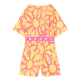 Marni One-Piece Half Sleeve Yellow Fantasy Print Jumpsuit For Girls