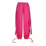 Fun &amp; Fun Solid Color Pants With Elastic Waist Fuchsia For Girls