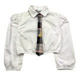 NAIDA camicia manica lunga tinta unita con cravatta Bianco per Bambina NACA140 BIANCO NAIDA 