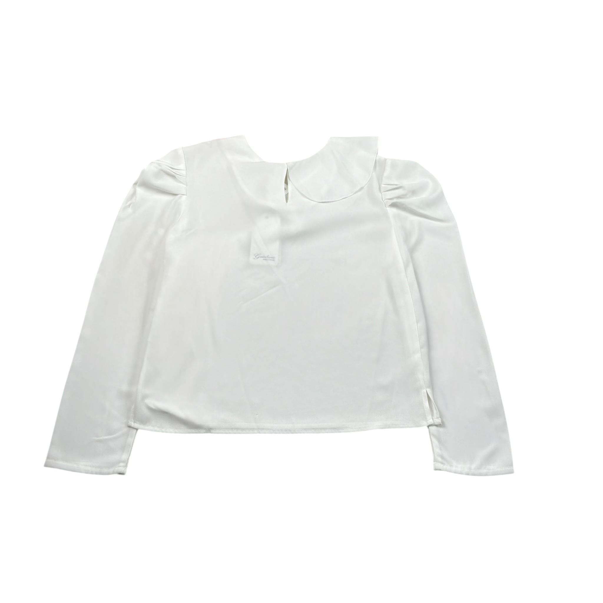 Gaialuna Camicia Tinta Unita con Balze per Bambina G2294 BIANCO GAIALUNA 