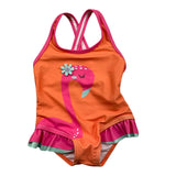 Losan One Piece Swimsuit Solid Color with Orange Print for Baby Girls