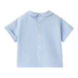 The Owl Shirt Half Sleeve Blue Striped Pattern For Baby Girl