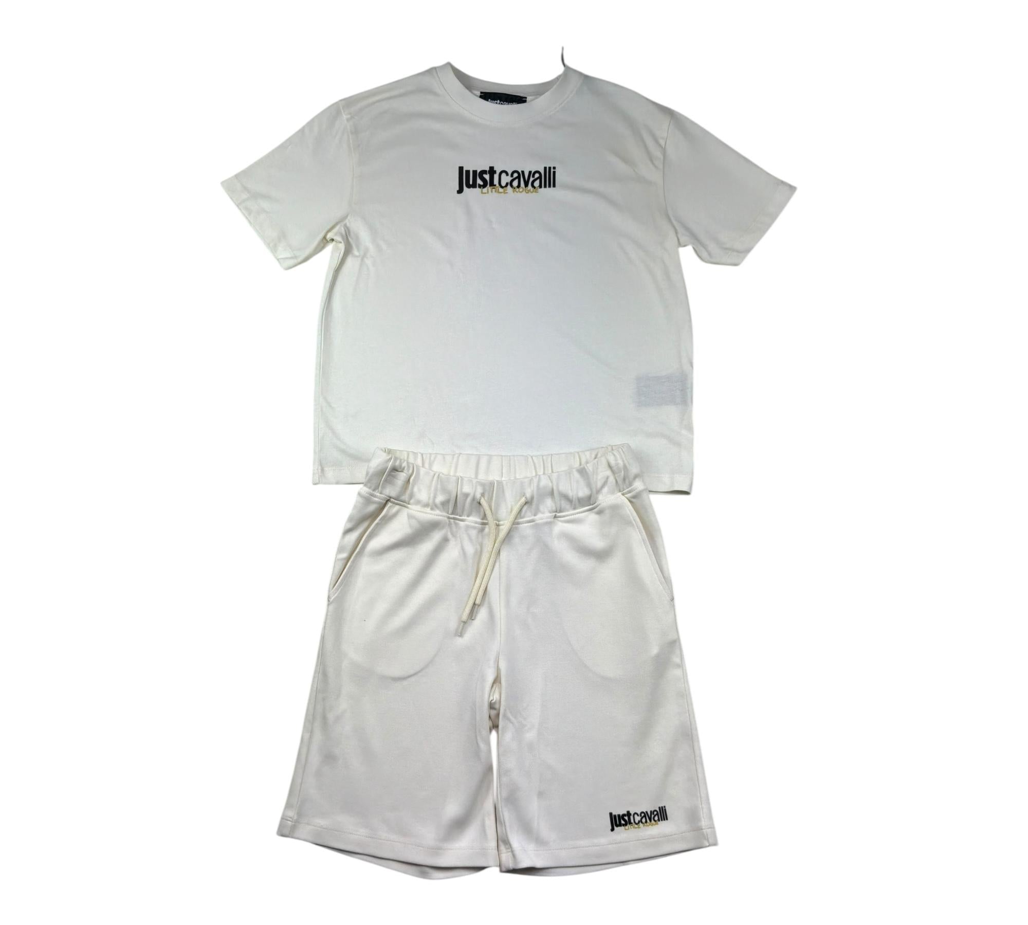 Just Cavalli Completo 2 Pezzi T-Shirt-Bermuda Tinta Unita per Bambino JBP26023CJ PANNA JUST CAVALLI 
