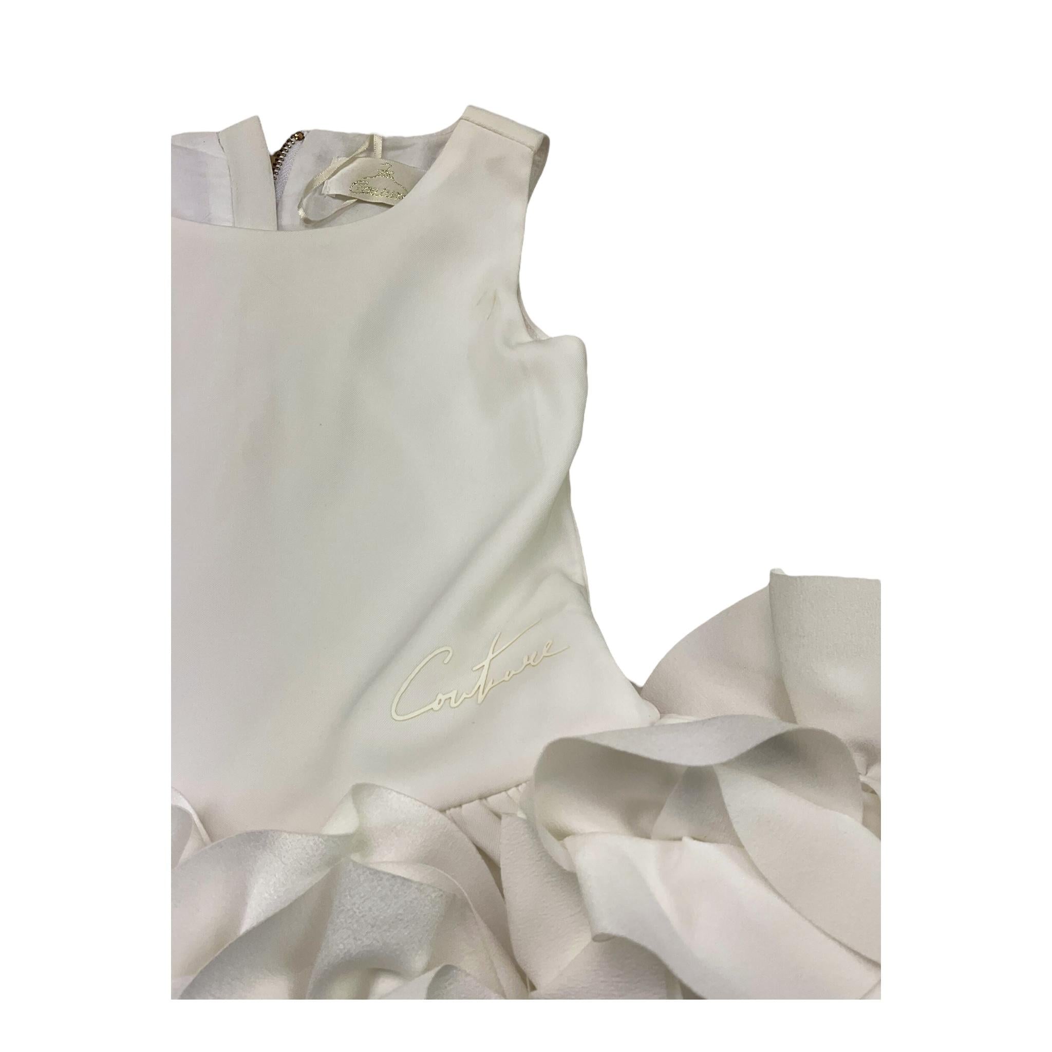 Fun & Fun Abito Giromanica Tinta Unita con Rose per Bambina FNCBDR2906J BIANCO FUN & FUN 